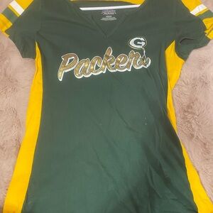 Majestic Green and Yellow Women's Packers Jersey